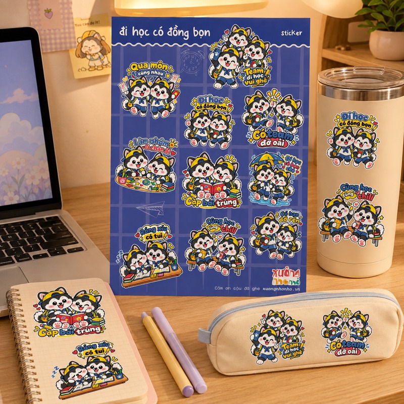 Ảnh review Sticker Bào Ngư A6 – Đi Học Có Đồng Bọn